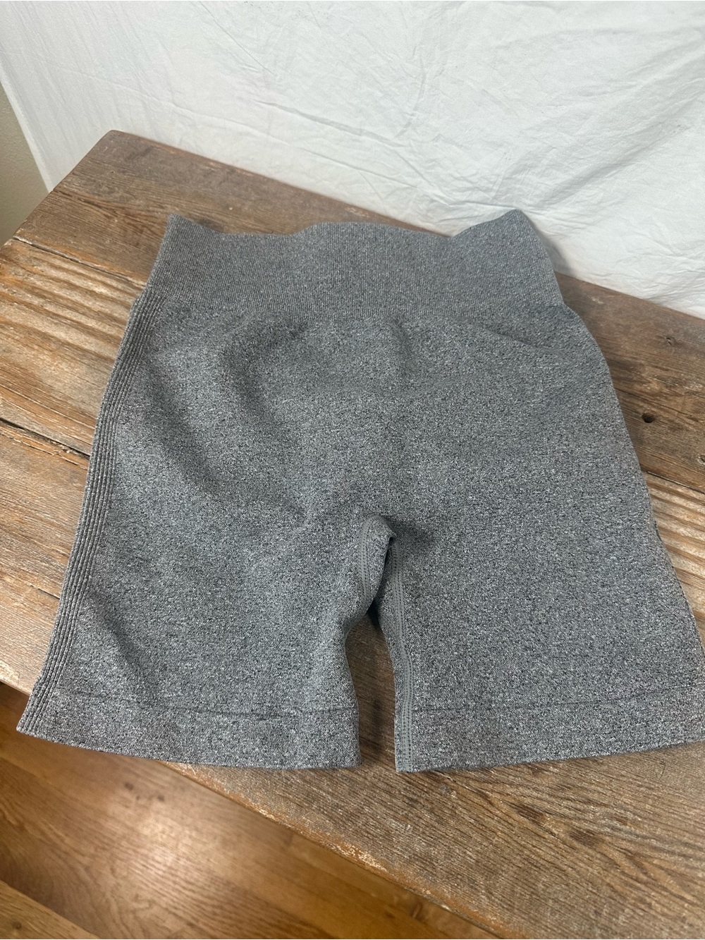 High-Waist Gray Athletic Knit Bike Shorts